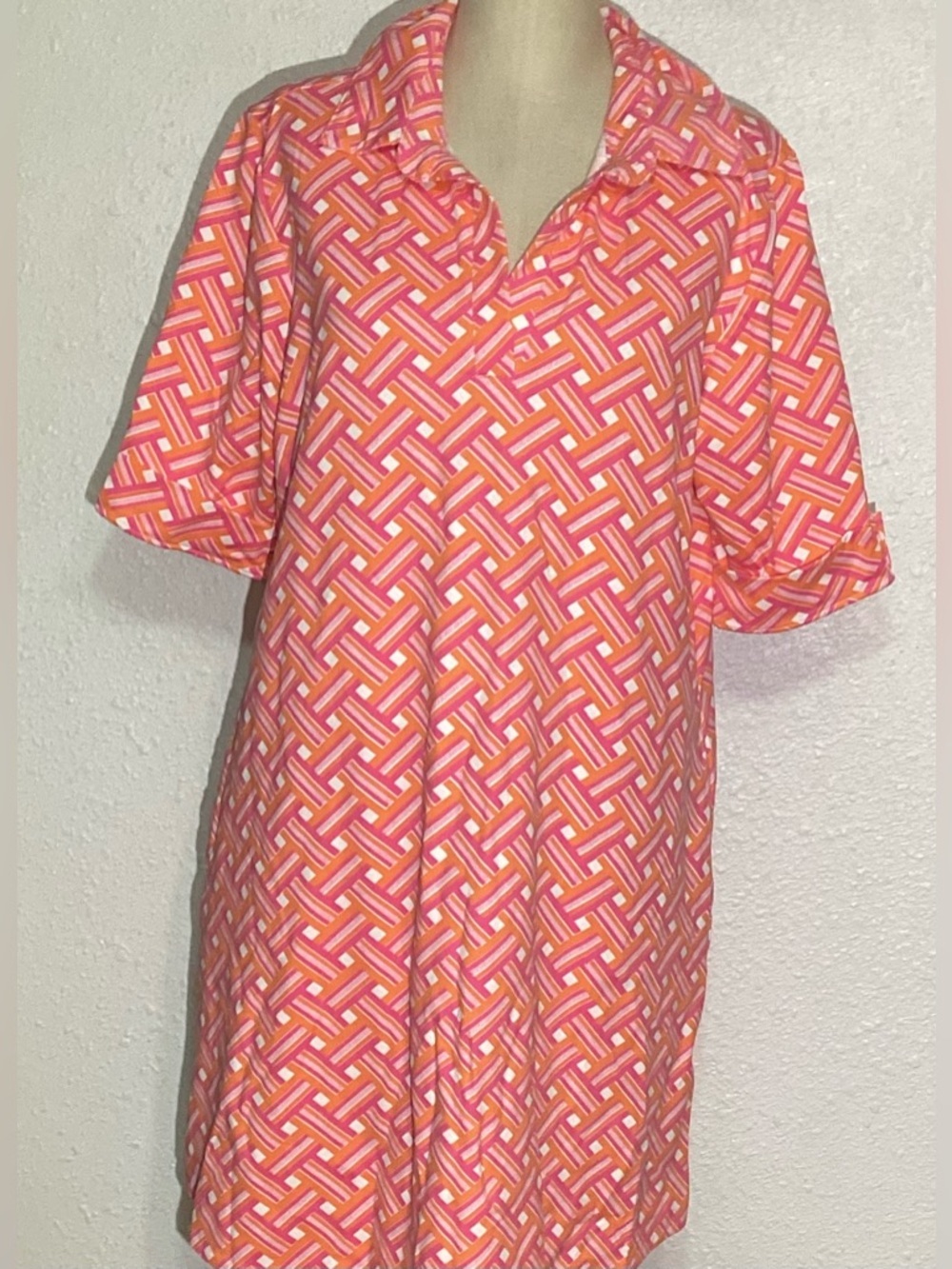 Pink Geometric Print Women's Dress